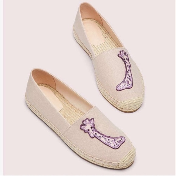 Kate Spade | Garden Giraffe Espadrilles Canvas Shoes Preppy Purple Pink Size 8.5 - Picture 1 of 10